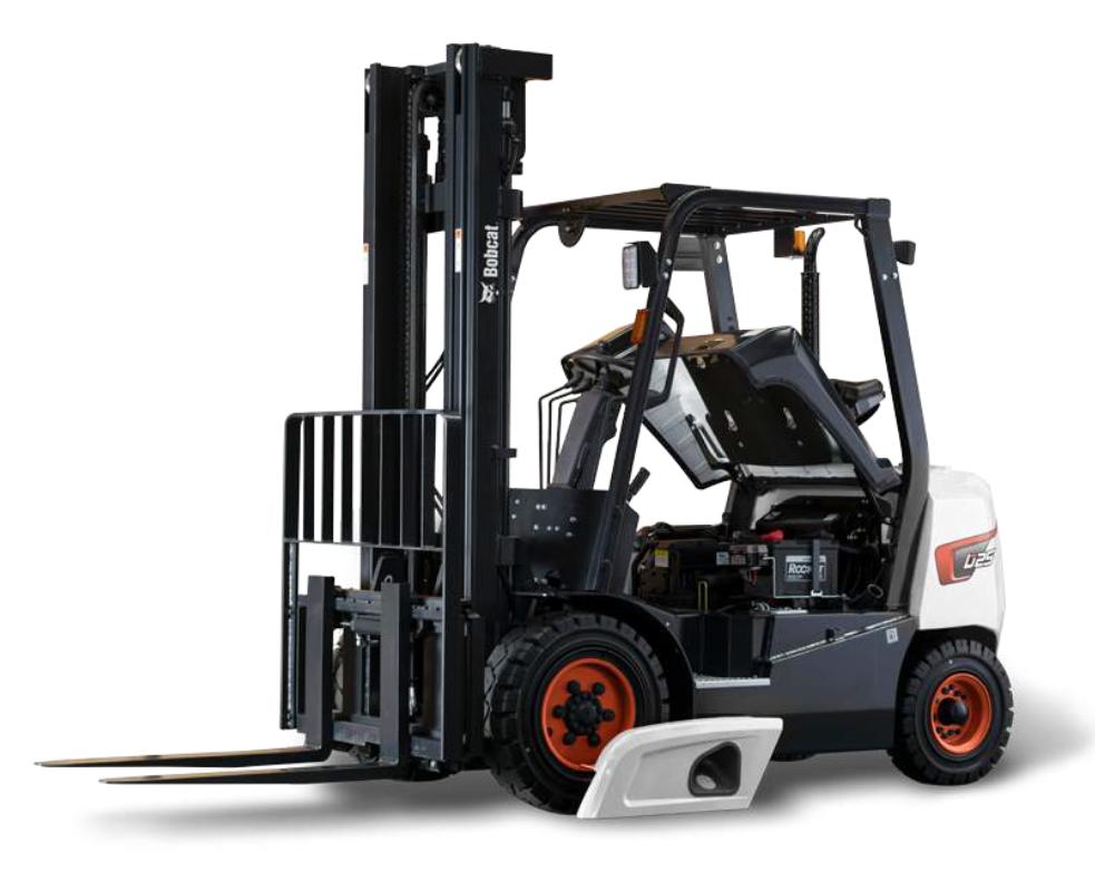 a white Bobcat forklift