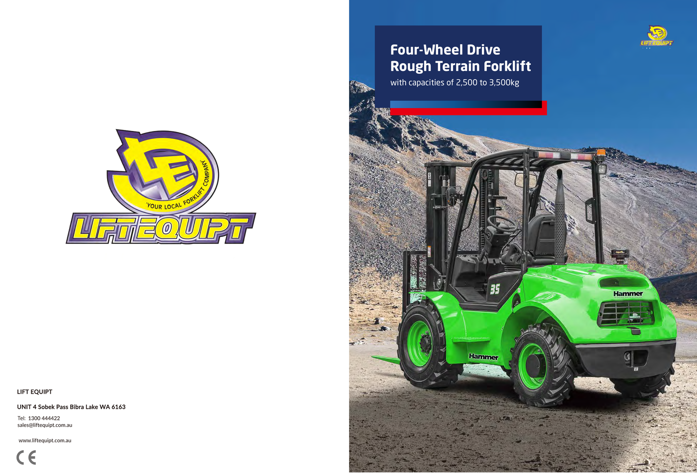 Hammer 2.5–3.5T Four-Wheel Drive Rough Terrain Forklift — Hammer for sale and hire in Australia